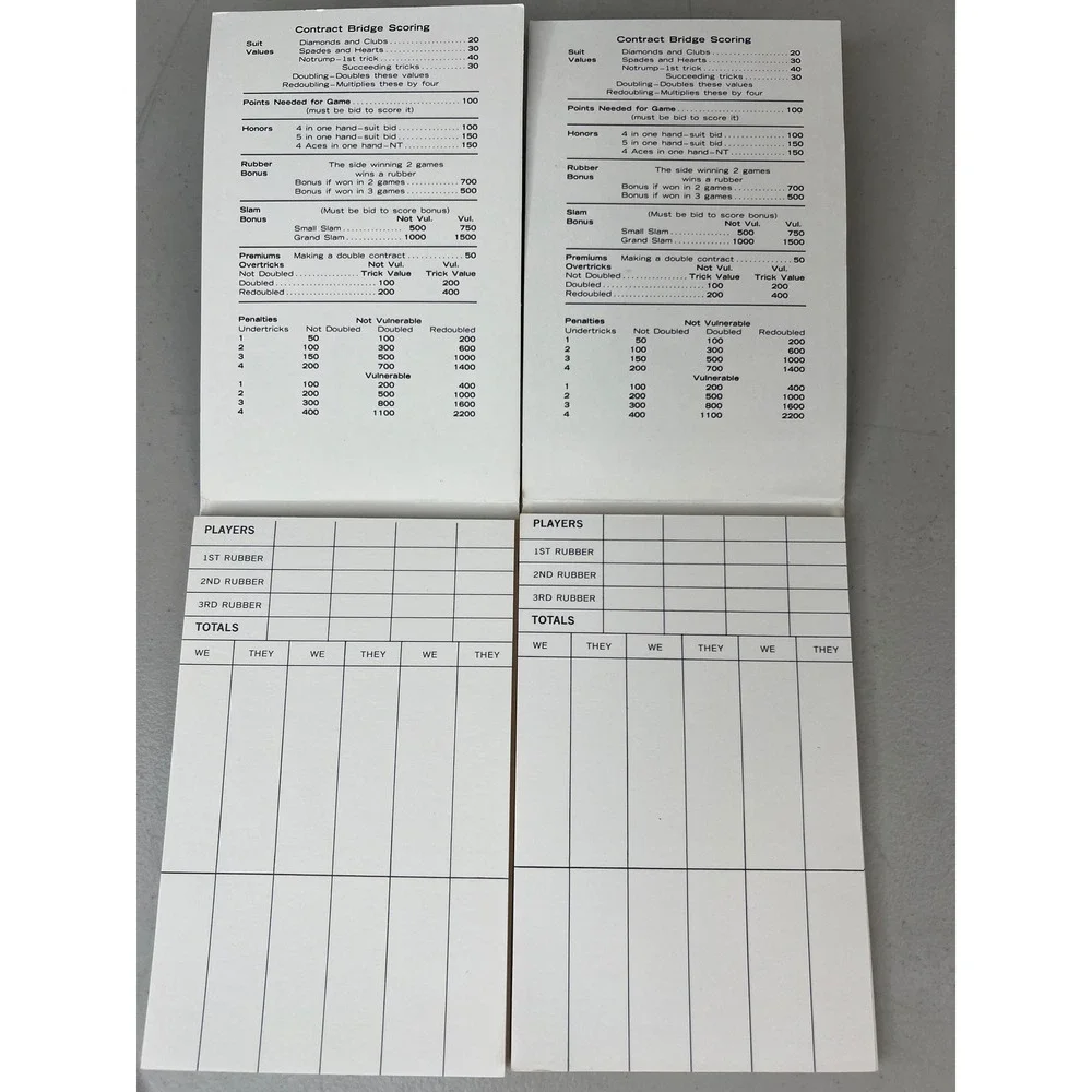 Vintage 1981 Hallmark Contract Bridge Score Pads Set of 4 King Illustration